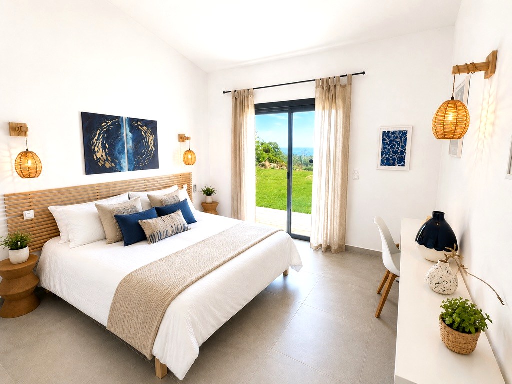 Chambre élégante Villa Seralya avec vue mer Santa Giulia