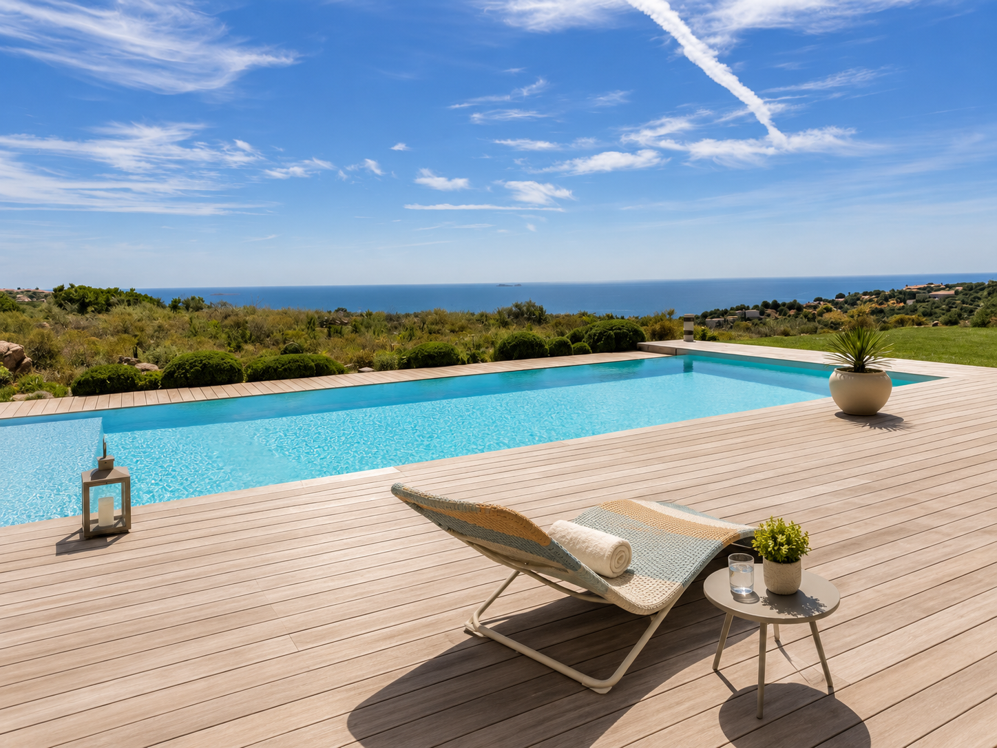 Piscine à débordement de Villa Seralya face à la baie de Santa Giulia